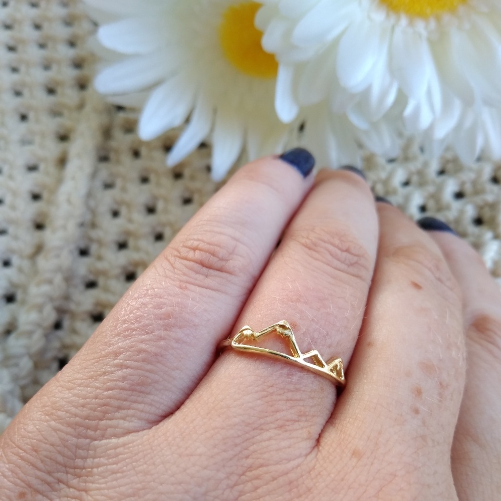 Gold mountain ring adjustable stackable nature - Picture 5 of 8